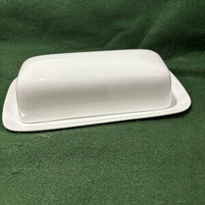 Crate and Barrel White Covered Butter Dish